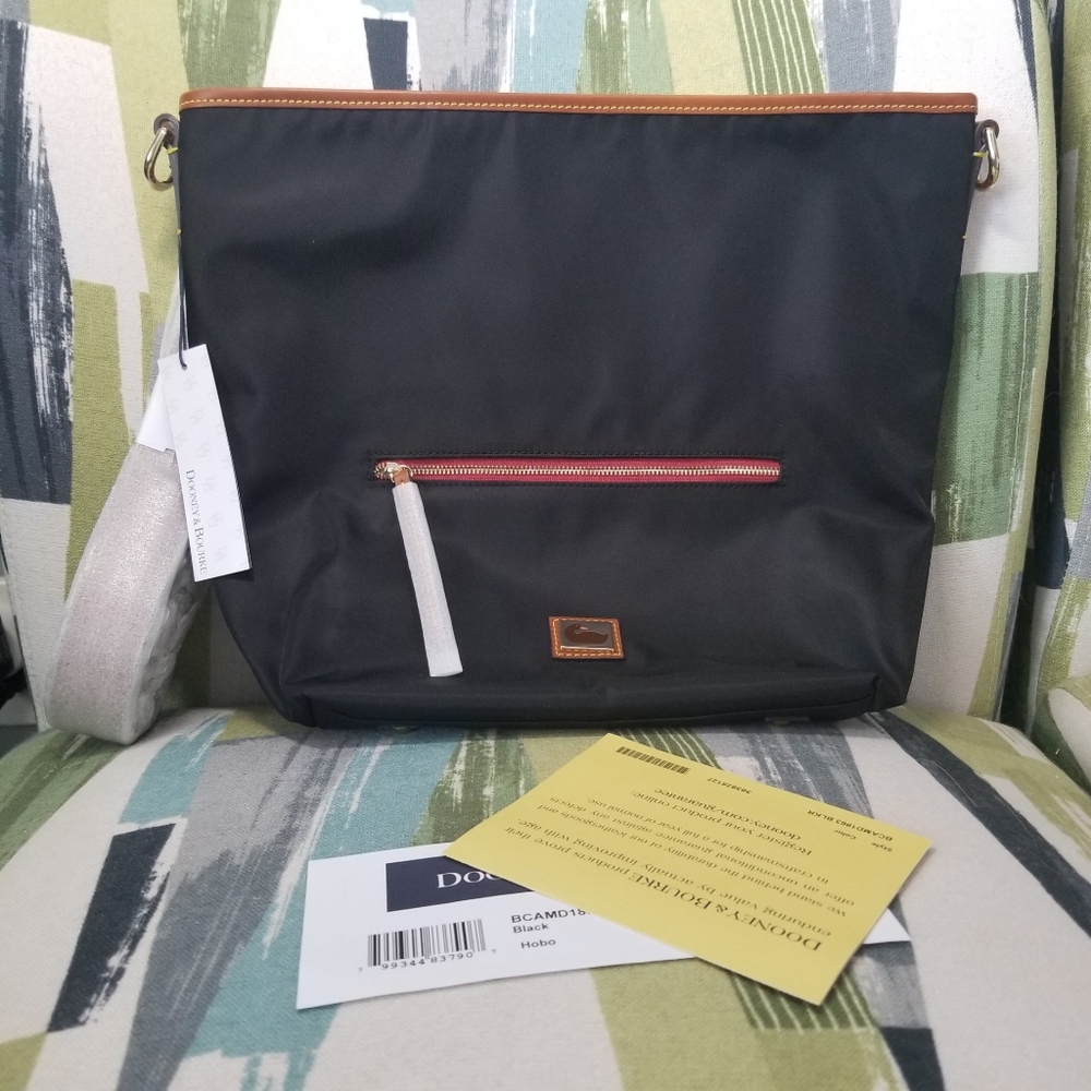 Dooney & Bourke Wayfarer Hobo Shoulder Bag Nylon Purse In Black Duck Logo